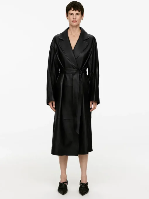 Belted Leather Coat