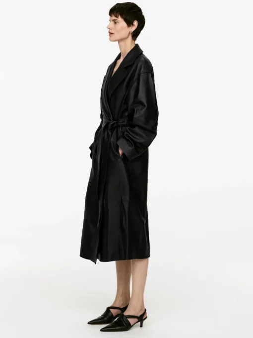 Belted Leather Coat