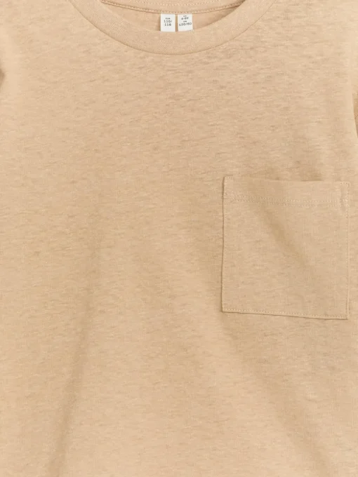 Linen-Blend Long Sleeve T-Shirt