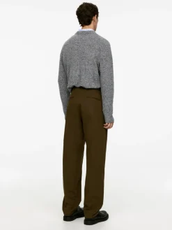 Straight Cotton Blend Trousers